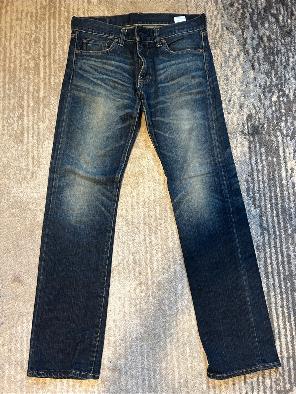 Uniqlo Men's Slim Straight Dark Blue Washed Jeans 32 x 32